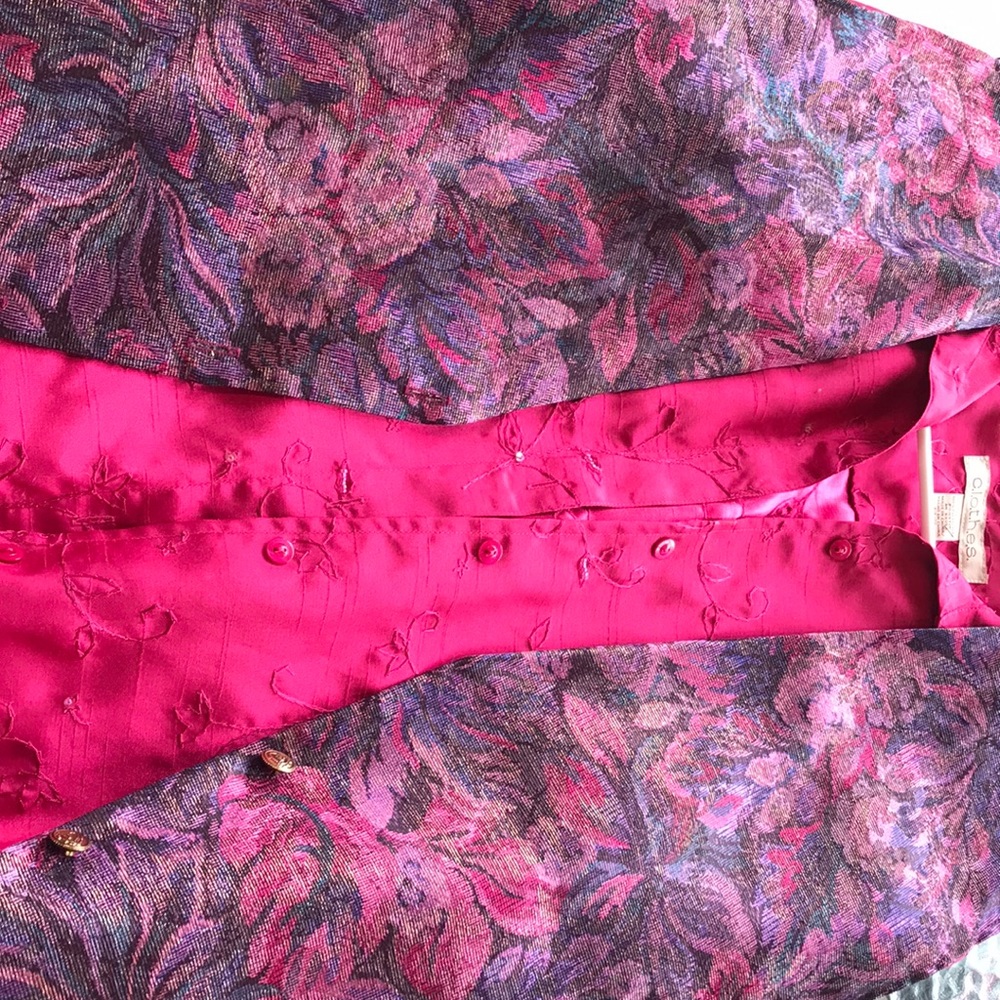 Pink button up blouse with vest